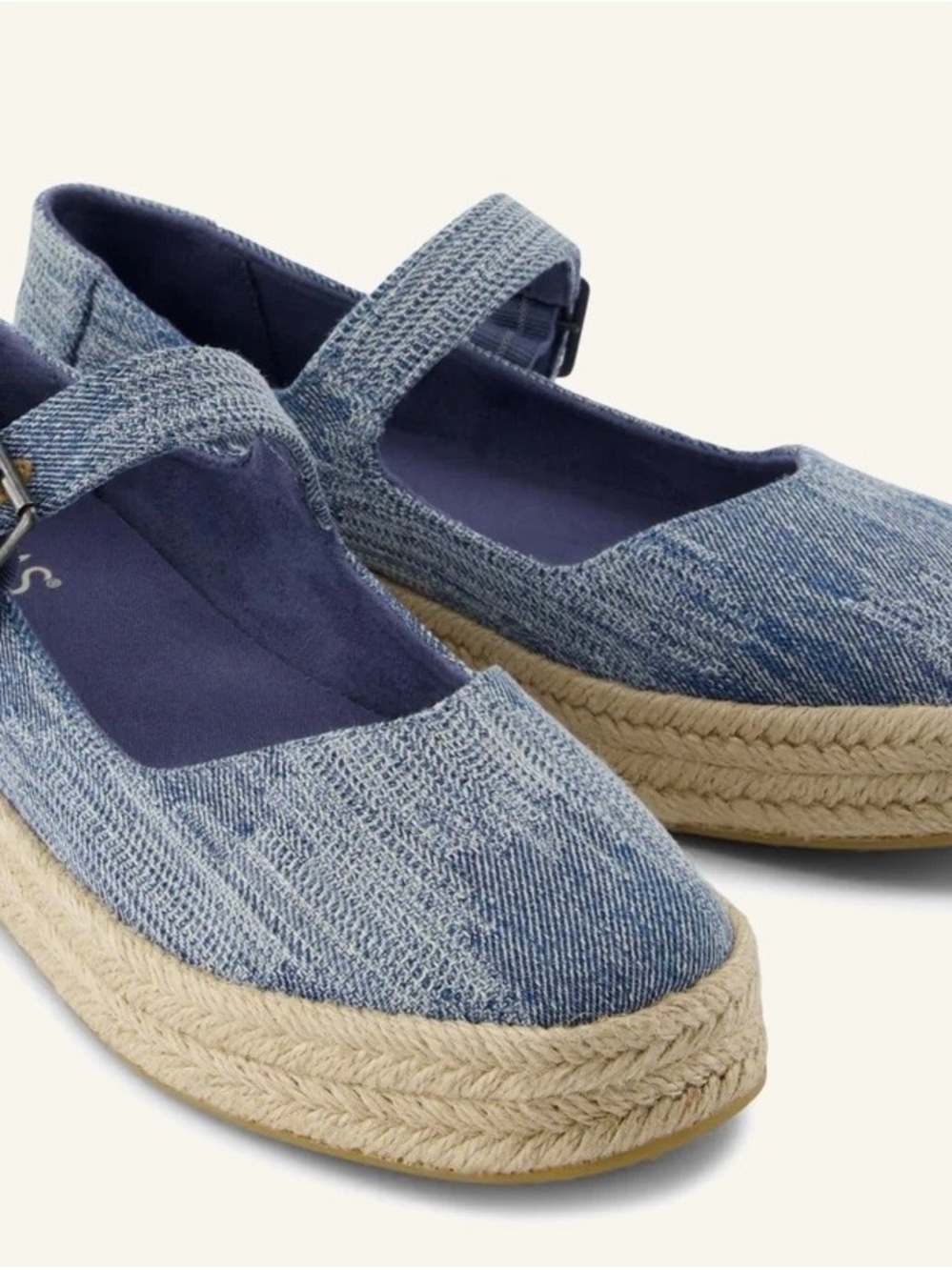 Denim Blue Espadrille Mary Jane Flats